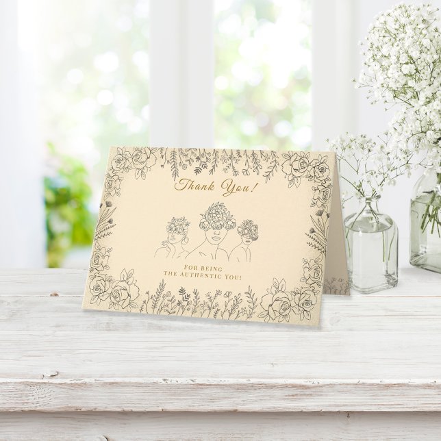 Tarjeta De Agradecimiento Floral elegante de la historia de la celebración d (Subido por el creador)