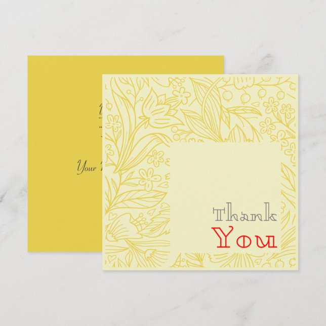 Tarjeta De Agradecimiento Floral elegante de oro clásico (Anverso / Reverso)