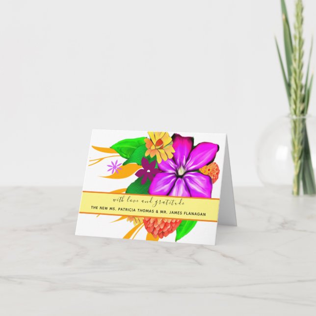 Tarjeta De Agradecimiento Floral elegante, mágica y audaz (Anverso)