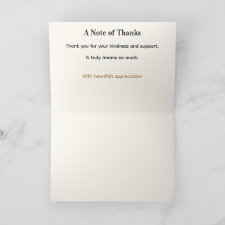 Tarjeta de agradecimiento floral elegante - marfil