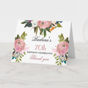 Tarjeta de agradecimiento floral elegante para cum