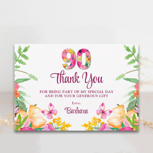 Tarjeta de agradecimiento floral elegante para el 