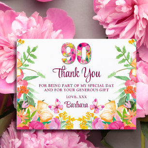 Tarjeta de agradecimiento floral elegante para el