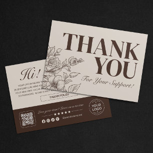 Tarjeta de agradecimiento floral elegante para peq