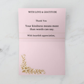 Tarjeta de agradecimiento floral elegante rosa pas