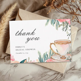 Tarjeta De Agradecimiento Floral elegante Tea Fiesta Bridal Shower