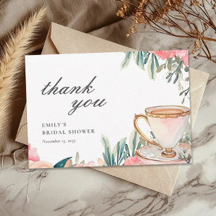 Tarjeta De Agradecimiento Floral elegante Tea Fiesta Bridal Shower