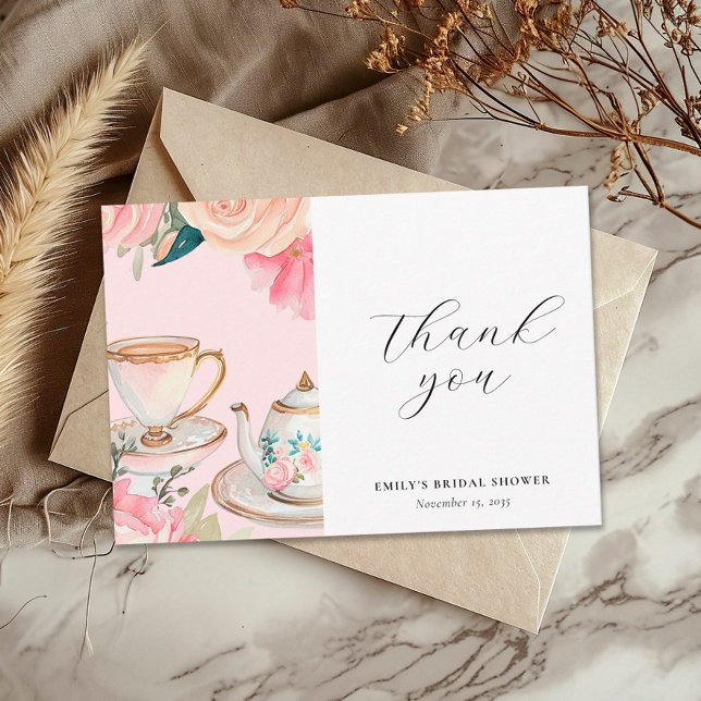 Tarjeta De Agradecimiento Floral elegante Tea Fiesta Bridal Shower (Subido por el creador)