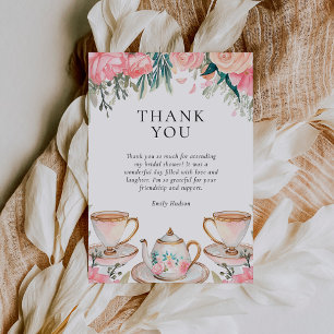 Tarjeta De Agradecimiento Floral elegante Tea Fiesta Bridal Shower