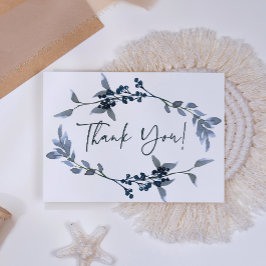 Tarjeta de agradecimiento floral elegante verde pl