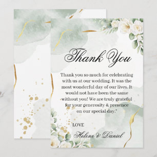 tarjeta de agradecimiento floral elegante verde y