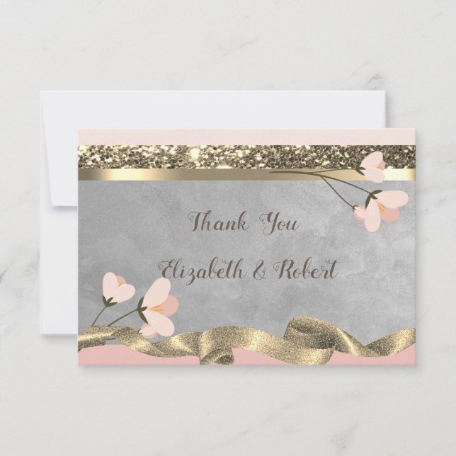 Tarjeta de agradecimiento floral elegante y chic (Anverso)