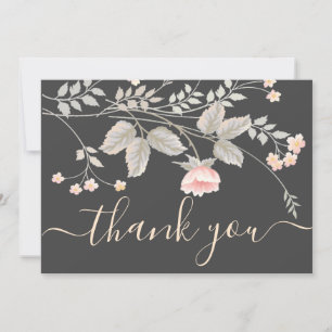 Tarjeta de agradecimiento floral elegante y chic d