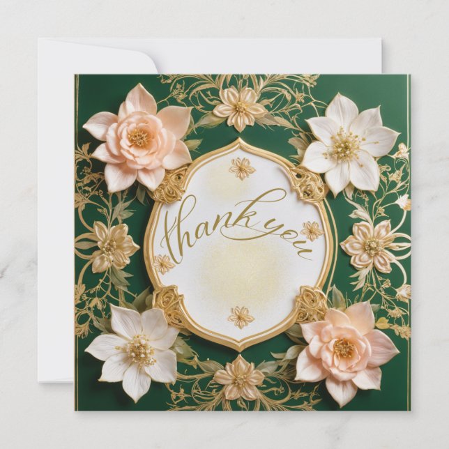 Tarjeta de agradecimiento floral Emerald Elegance (Anverso)