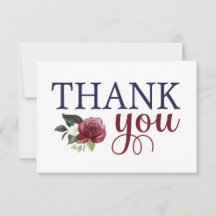 Tarjeta de agradecimiento floral en acuarela azul 