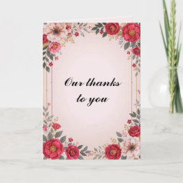 Tarjeta De Agradecimiento Floral en Boda rosa