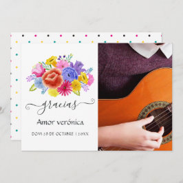 Tarjeta De Agradecimiento Floral Española Fiesta Quinceañera Foto Gracias