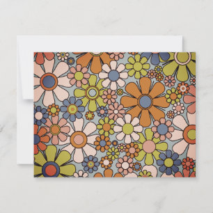 Tarjeta De Agradecimiento Floral estética de la cosecha de los años 70