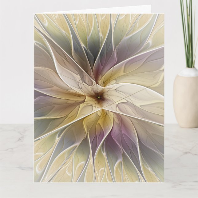 Tarjeta De Agradecimiento Floral Fantasy Gold Aubergine Abstract Fractal Art (Anverso)