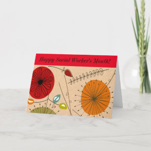 Tarjeta De Agradecimiento Floral feliz mes de trabajador social