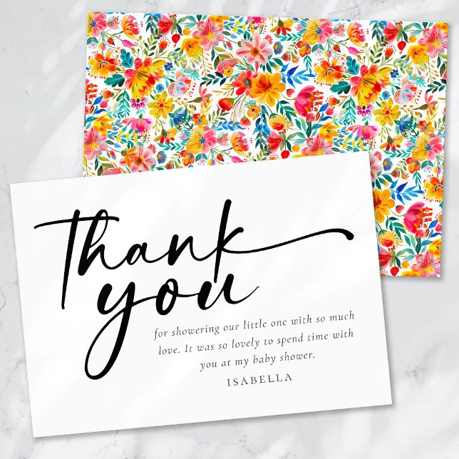 Tarjeta De Agradecimiento Floral Fiesta Baby Shower (Subido por el creador)