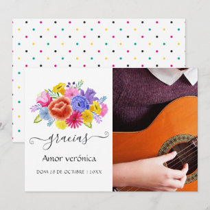 Tarjeta De Agradecimiento Floral Fiesta Española Quinceañera Foto Gracias