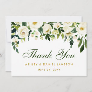Tarjeta De Agradecimiento Floral Floral Green Gold Bodas Gracias GS