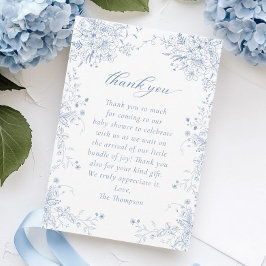 Tarjeta De Agradecimiento Floral French Blue Baby Shower