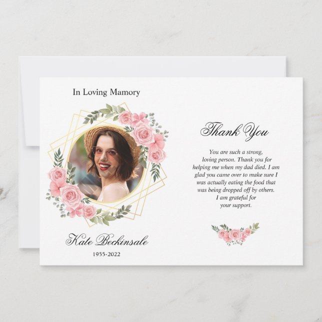 Tarjeta de agradecimiento floral funeral (Anverso)