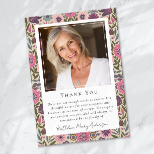 Tarjeta De Agradecimiento Floral funerario conmemorativo Vintage Scandi