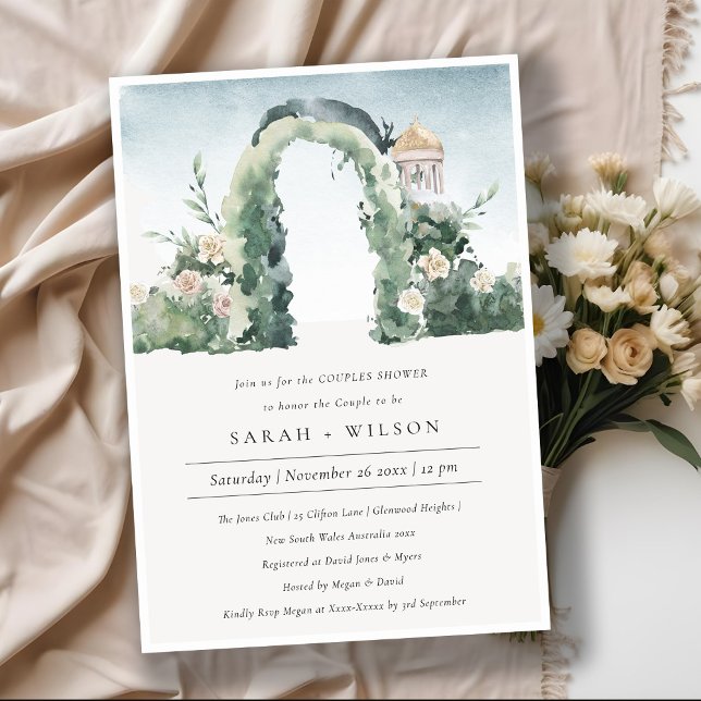 Tarjeta De Agradecimiento Floral Garden Arch Parejas Botánicas Ducha Invitac (Subido por el creador)