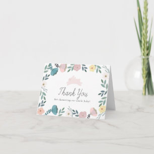Tarjeta De Agradecimiento Floral Garden Bunny White Baby Shower