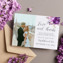 Tarjeta De Agradecimiento Floral Garden Purple Lilac Lavender Gracias