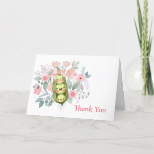 Tarjeta De Agradecimiento Floral Garden Sweet Pea En Chica De Pod Baby Showe