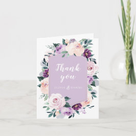 Tarjeta De Agradecimiento Floral geométrico púrpura botánico floreciendo