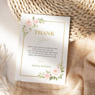 Tarjeta De Agradecimiento Floral Gold Script Dulces Dieciséis   Elegante 16º