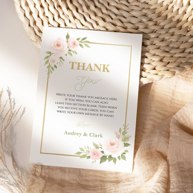 Tarjeta De Agradecimiento Floral Gold Script Dulces Dieciséis | Elegante 16º (Subido por el creador)