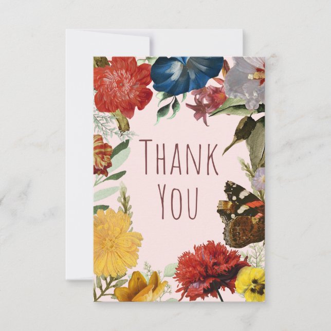 Tarjeta De Agradecimiento Floral Gracias (Anverso)
