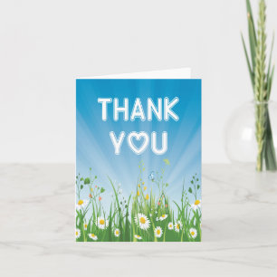 Tarjeta De Agradecimiento Floral Gracias Blanca Margarita Flores Silvestres 