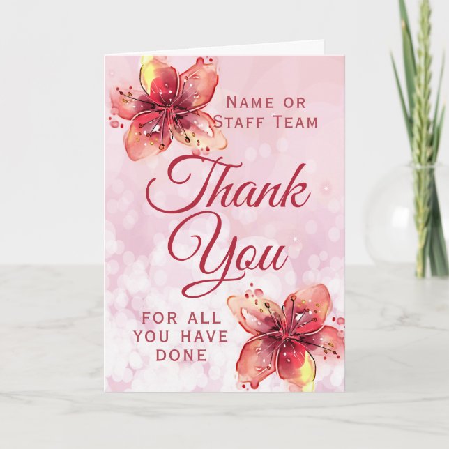 Tarjeta De Agradecimiento Floral Gracias Lily Apreciación (Anverso)