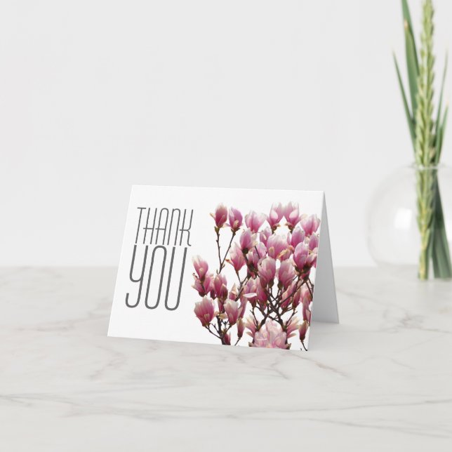 Tarjeta De Agradecimiento Floral Gracias Magnolia Elegante Llanura Moderna (Anverso)
