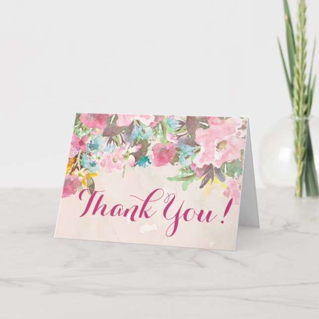 Tarjeta De Agradecimiento Floral gracias observar (Anverso)