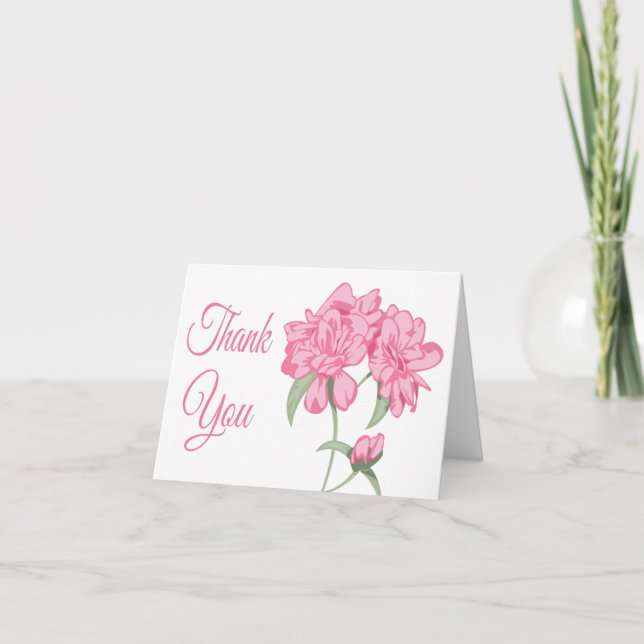 Tarjeta De Agradecimiento Floral Gracias Pink Peony Flower Blanc (Anverso)