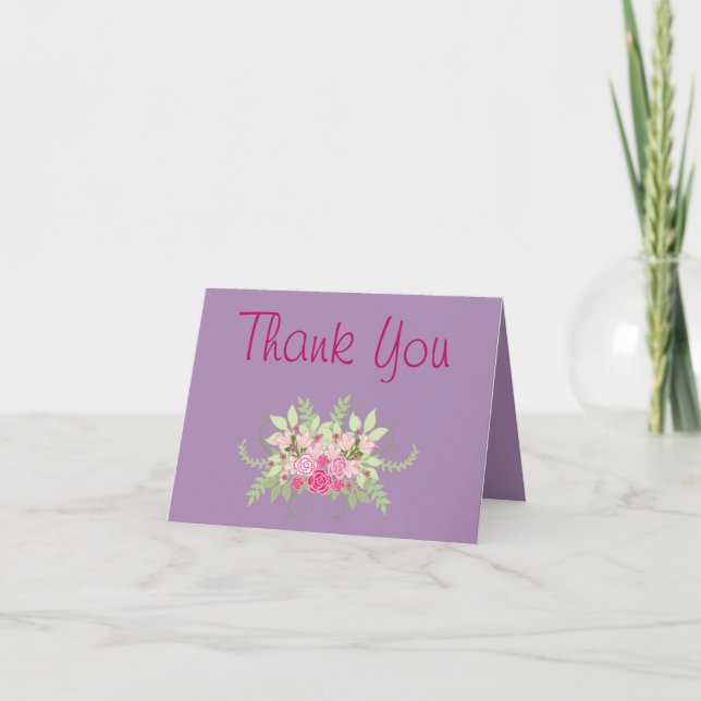 Tarjeta De Agradecimiento Floral Gracias Purple (Anverso)