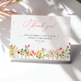 Tarjeta De Agradecimiento Floral Greenery Rustic Baby Shower