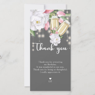 Tarjeta De Agradecimiento Floral gris de lujo 30 cumpleaños