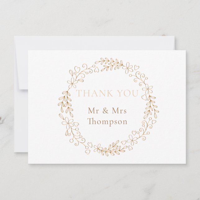 Tarjeta De Agradecimiento Floral Halo Laurel Garland Boda Gracias (Anverso)