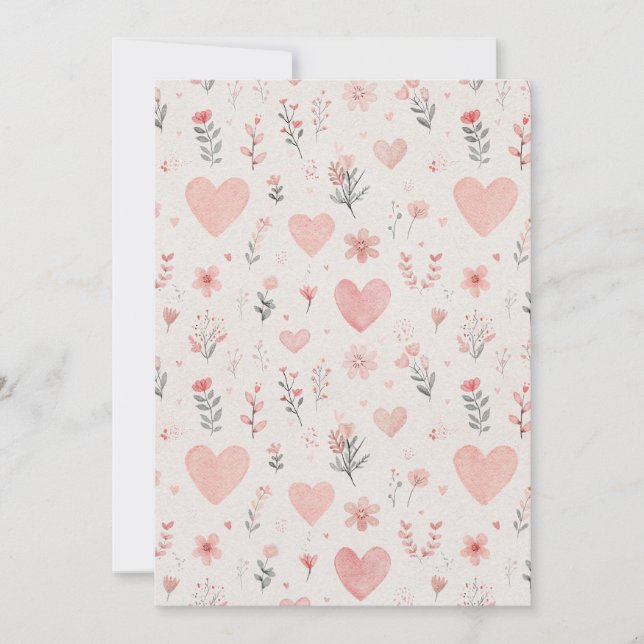 Tarjeta de agradecimiento Floral Hearts (Anverso)