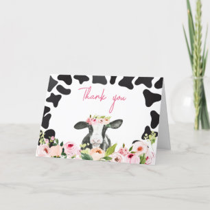 Tarjeta De Agradecimiento Floral Holy Cow Baby Shower