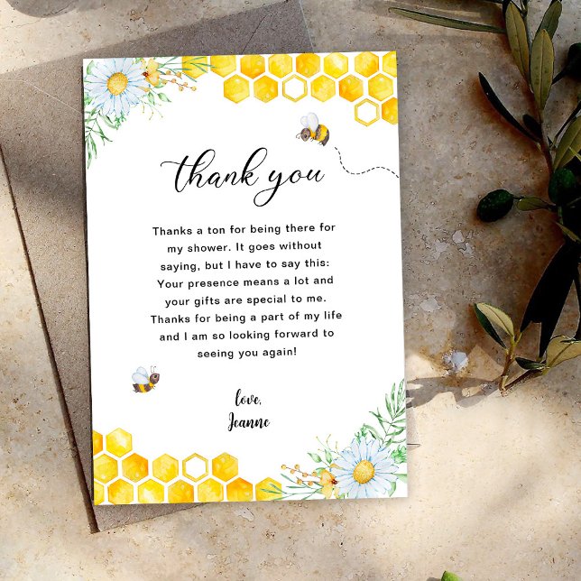 Tarjeta De Agradecimiento Floral Honey Bee Gracias (Subido por el creador)